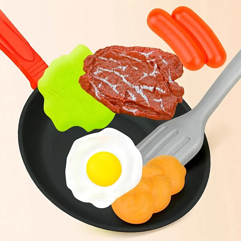8pcs Montessori Simulation Kitchen Toys Steak Vegetable Educational Cookware Game Set Pretend Play Bread Hot Dog
