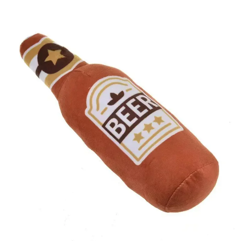 Realistic Beer Bottle Shaped Squeaking Dog Toy Interactive Play Bite Resistant Wear-Resistant Easy to Clean for Dogs