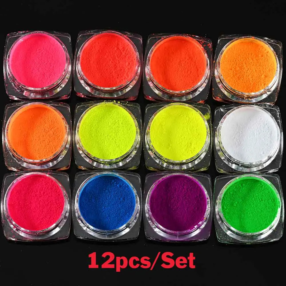 24pcs/Set Sparkly Holographic Fine Sugar Nail Powder Diamond Chrome Pigment Dust For Gel Polish Glitter Manicure Accessories