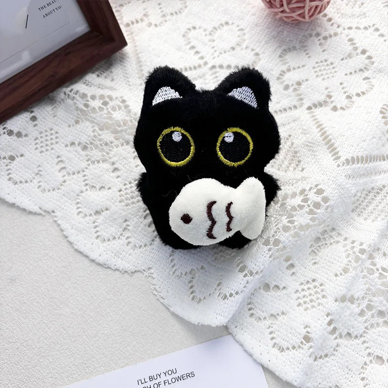 Cute Black Cat Plush Toy Keychain Cartoon Kitten Soft Stuffed Doll Pendant Car Key Backpack Bag Decoration Doll Pendant Keychain