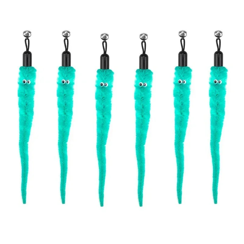 Cat Feather Toy Accessories False Birds Worm Toy with Bell Kitten Cat Toys Interactive Replacement Refill Foam Ball Training