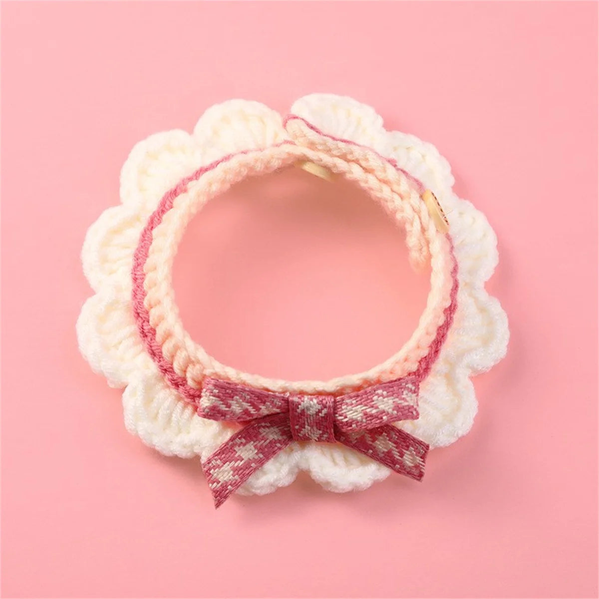 Cute Pet Cat Saliva Towel Hand-knitted Adjustable Kitten Cat Puppy Bow-knot Collar Pet Cat Decorative Collar Kitten Accessories