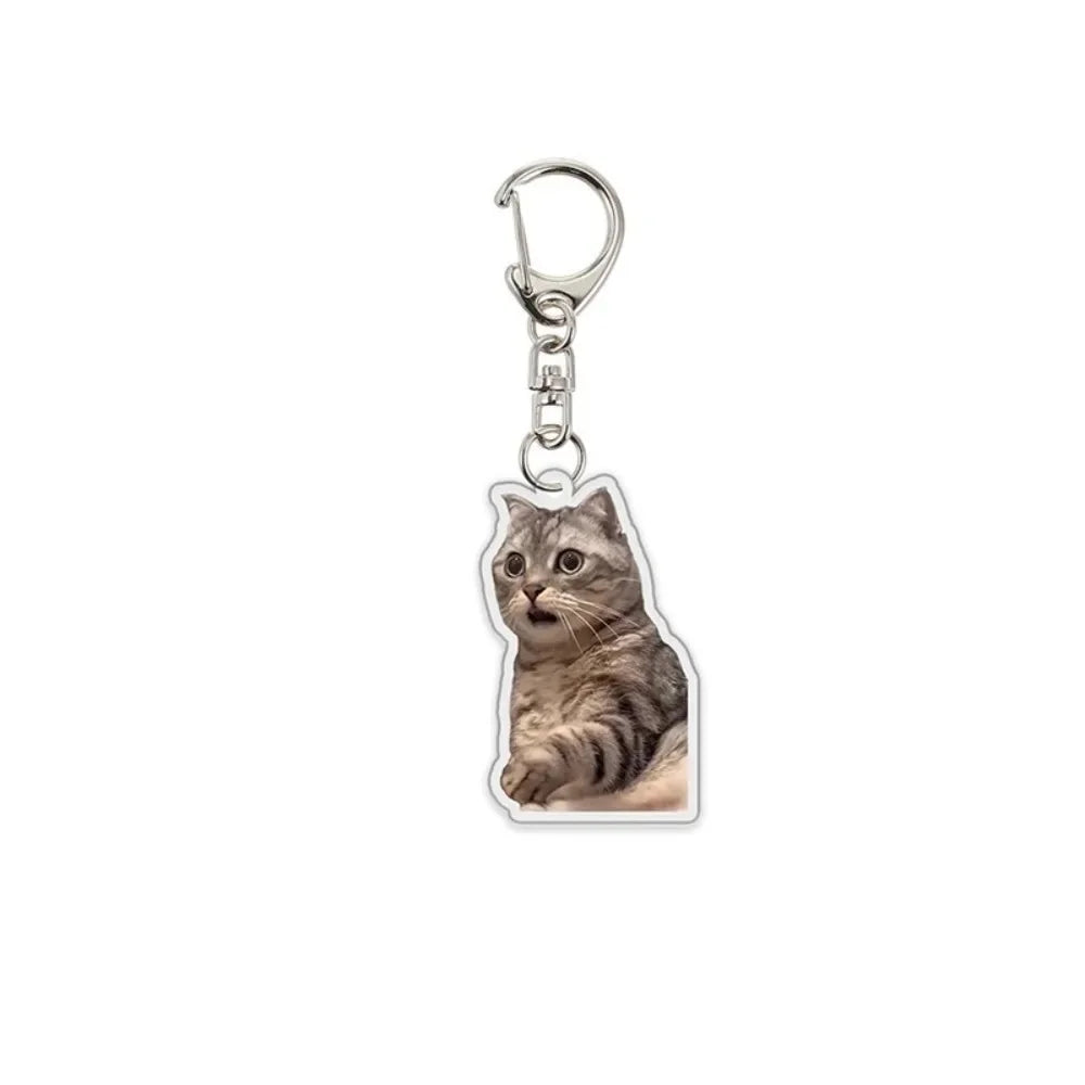 Sand Sculpture Texture Cartoon Cat Keychain Compact Size Lightweight Cat Head Keyring Cat Head Bag Pendant For Bag Accessory