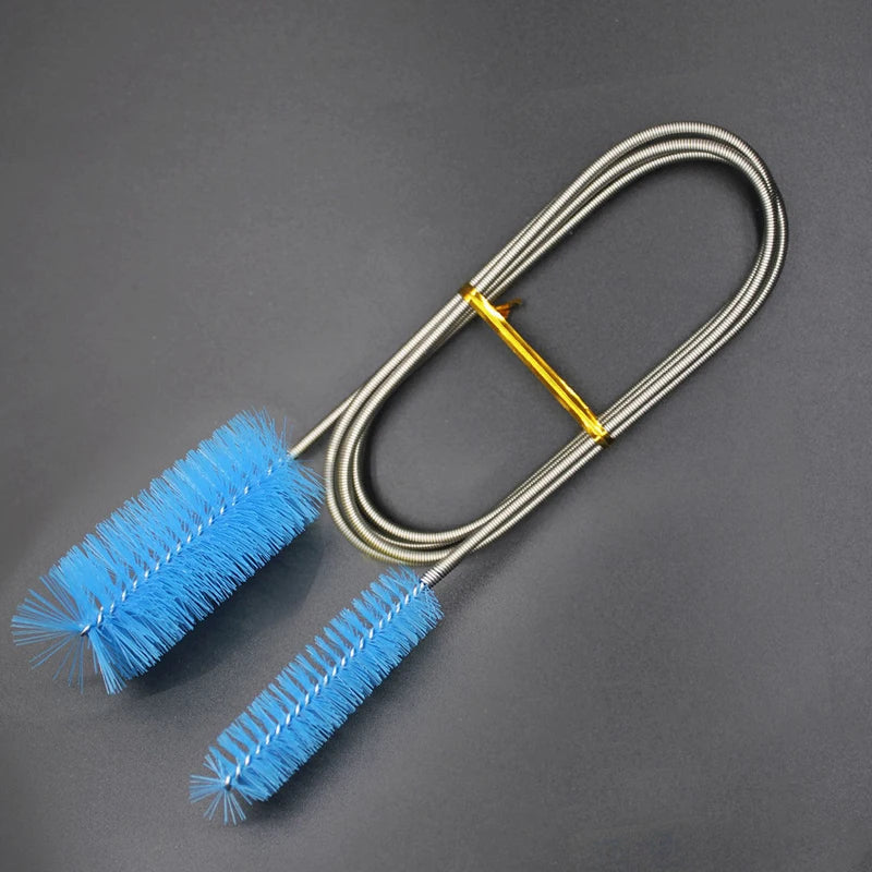 Aquarium Cleaning Brush for Water Hose Lily Pipe Air Tube Stainless Steel Flexible Bent Tube Double Head Brush Fish Tank Cleaner