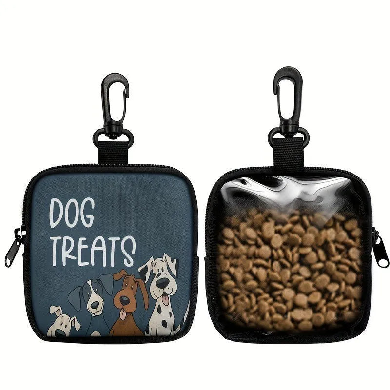 Portable Dog Snack Bag with Transparent Window and Zipper Clip-on Training Snack Bag for Walking Outdoors and Daily Rewards