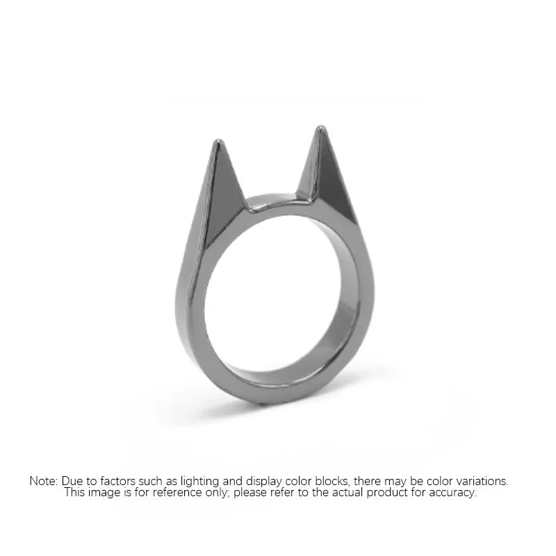 Women Men Cute Cat Ear Rings Self Defense Rings Metal Knuckle Window Breaker Escorts Attack Rings Unisex Jewelry Accessories