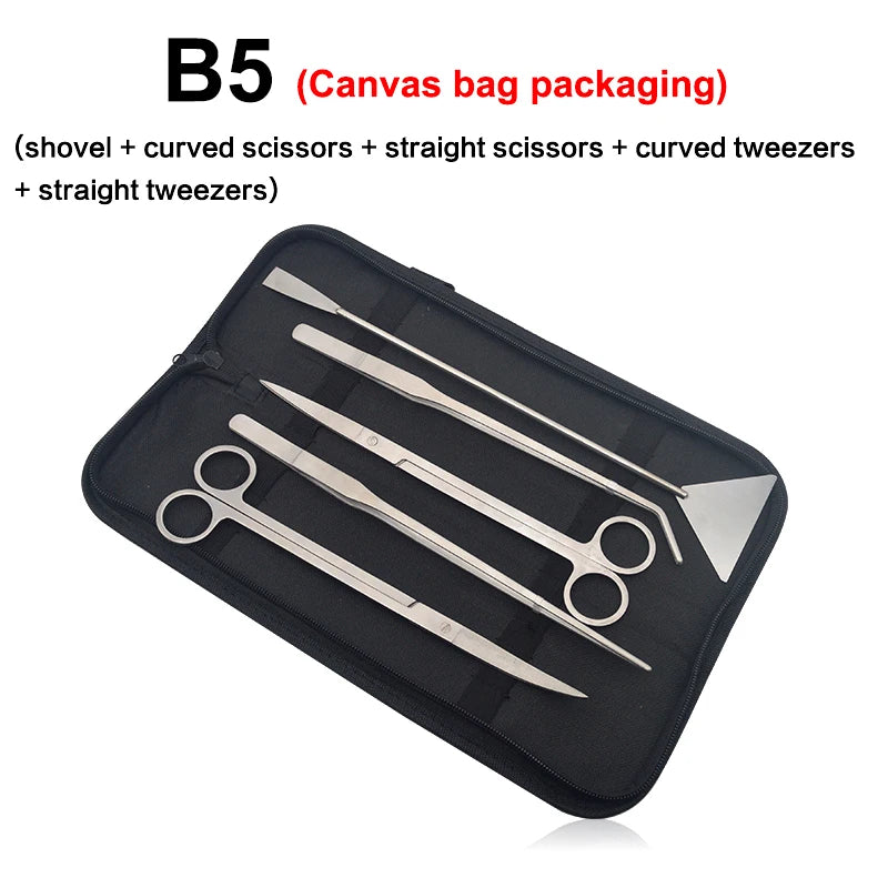 Aquarium Scissor Tools Set Wave Scissors Tweezers Plants Grass Stainless Cleaning Tools Fish Tank Shovels Aquarium Accessories