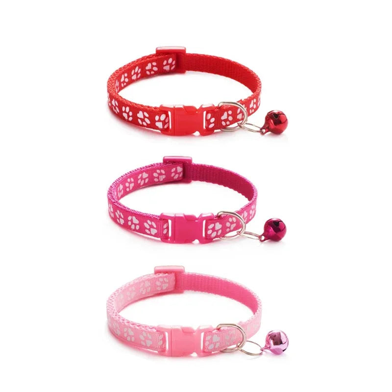 1/6/18pcs Pet Collar With Bell Footprints Colorful Dog, Dog, Cat Accessories Cat Collar Adjustable Bell Ring Necklace Pet