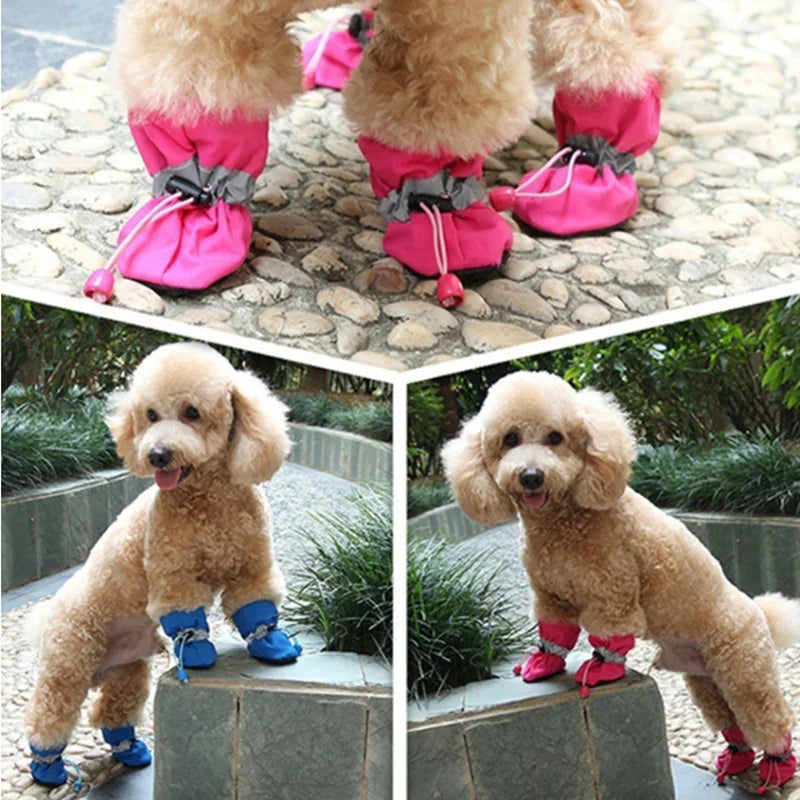 4 PCS Set of Waterproof Pet Dog Shoes, Anti Slip Soft Soled Rain Boots, Kitten Dog Shoes, Puppy Boots, Paw Accessory