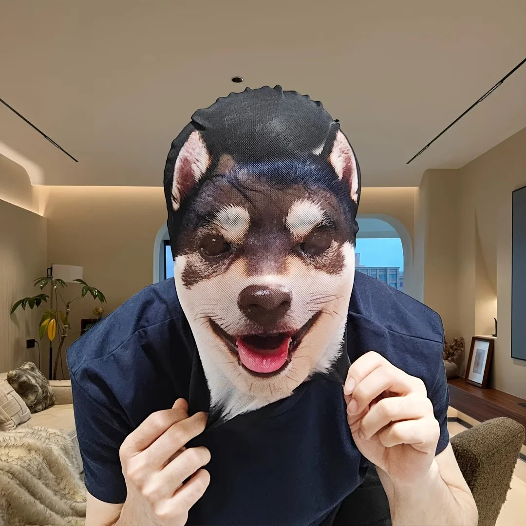 Adult Cosplay Mask—Customize Your Beloved Pet's Face, Breathable Mesh Hood, Suitable for Halloween, Anime Conventions, and Pet Lover Parties Lightweight Headwear for Role-Playing and Themed Parties, a Fun Gift for Dog Lover