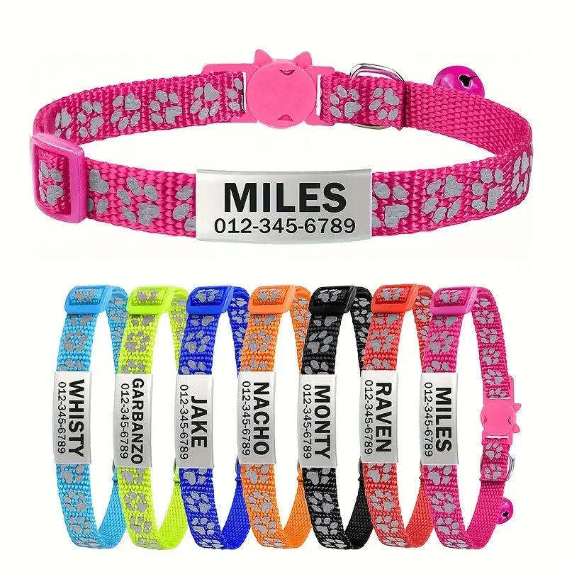 Anti-lost Engraved Cat Collar With Bell Fast Breakaway Customize Name Id Tag Personalized Pet Products Accessory
