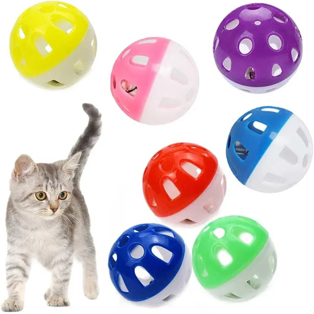 6/100Pcs Cat Toy Balls Pet Cat Kitten Play Plastic Balls with Jingle Bell Pounce Chase Rattle Toy Cat Toys Bulk Random Color