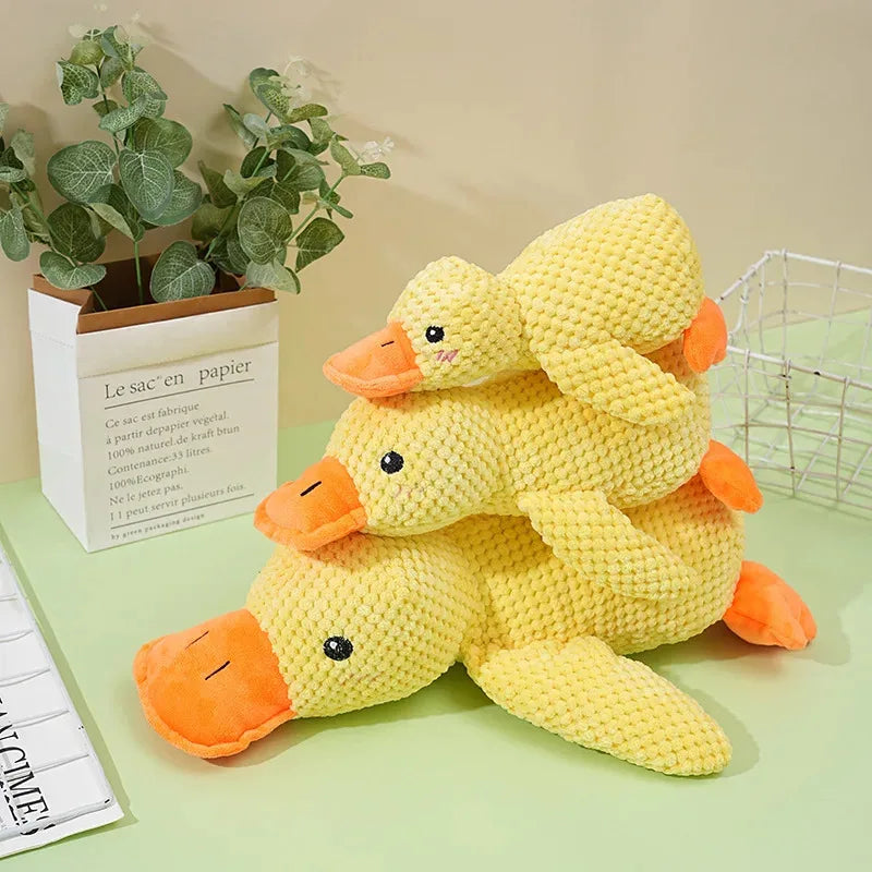 Pet Plush Toy Dog Calming Duck Companion Sleeping Duck Toys Chew Toy Durable Squeaky for Puppy Pet Teeth Cleaning Chew Pet Toy