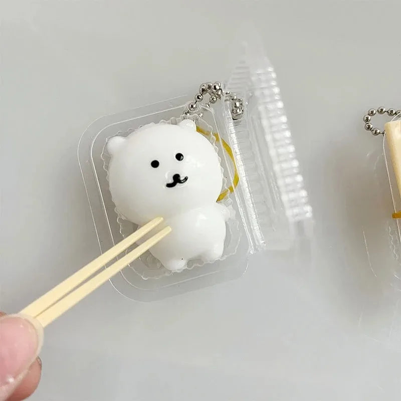 Joke Bear Anime Pinch Squeeze Lunch Box Keychain Cute Polar bear Bag Pendant Kawaii Soft Stuffed Squishy Toys Birthday Gift