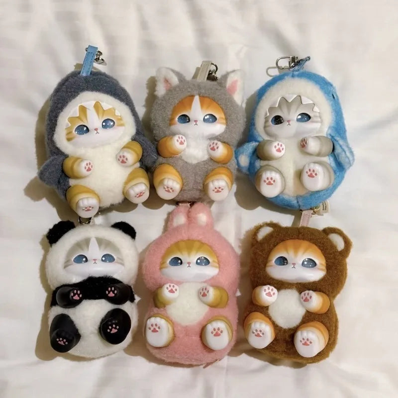 Cute Cat Doll Plush Keychain, Animal Dress Modeling, Vinyl Doll，bag Decoration Pendant,Surprise Blind Box，ideal Toy Gift Pendant