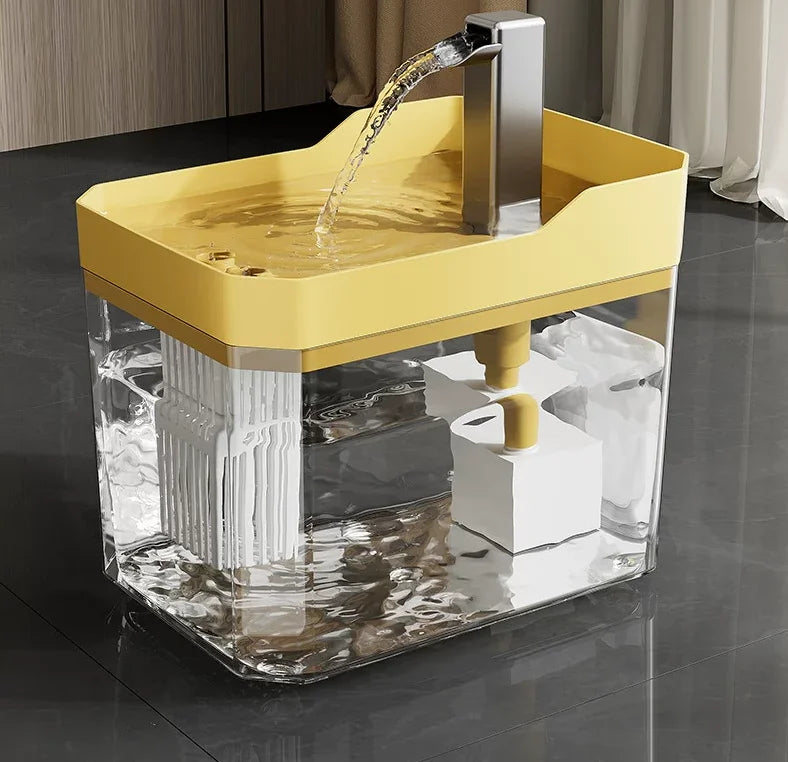 HTMCK USB Cat Water Fountain with Auto Filter Transparent Anti-Dry Burning Recirculating Dispenser Includes Pump for Cats
