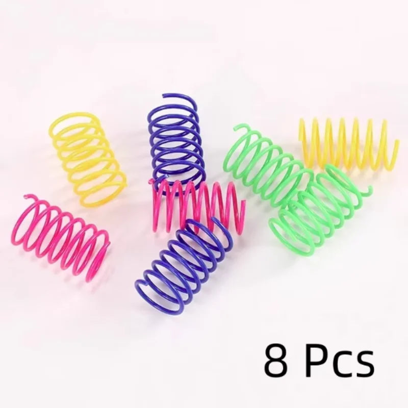 4/200Pcs Cat Spring Toy Cat Spiral Toys Interactive for Indoor Colorful Cats Plastic Springs Coil for Kitten Hunting Swatting