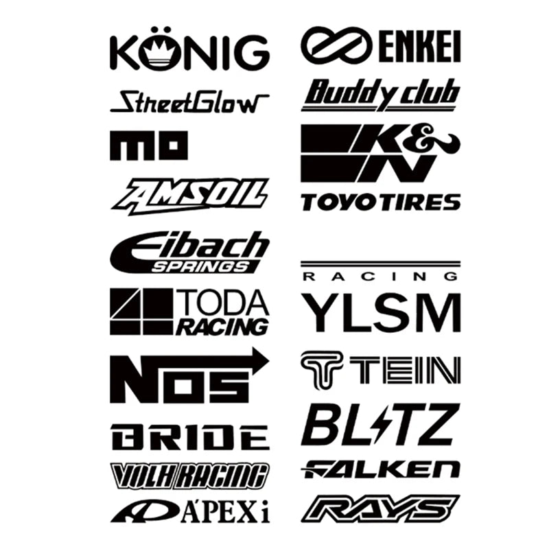 20pcs Reflective Fixed Styles Car Decor Stickers Set Racing Sponsors Vinyl Decals Kit for JDM Lowrider‌ Automobile Accessories