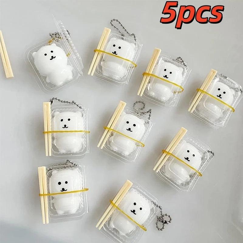 Joke Bear Anime Pinch Squeeze Lunch Box Keychain Cute Polar bear Bag Pendant Kawaii Soft Stuffed Squishy Toys Birthday Gift
