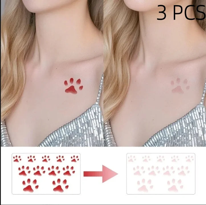 3 Pcs Cat Paw Temp Tattoos  Thermal Sensitive Stickers, Color Change Heat Activated Body Art Decals for Party Gift