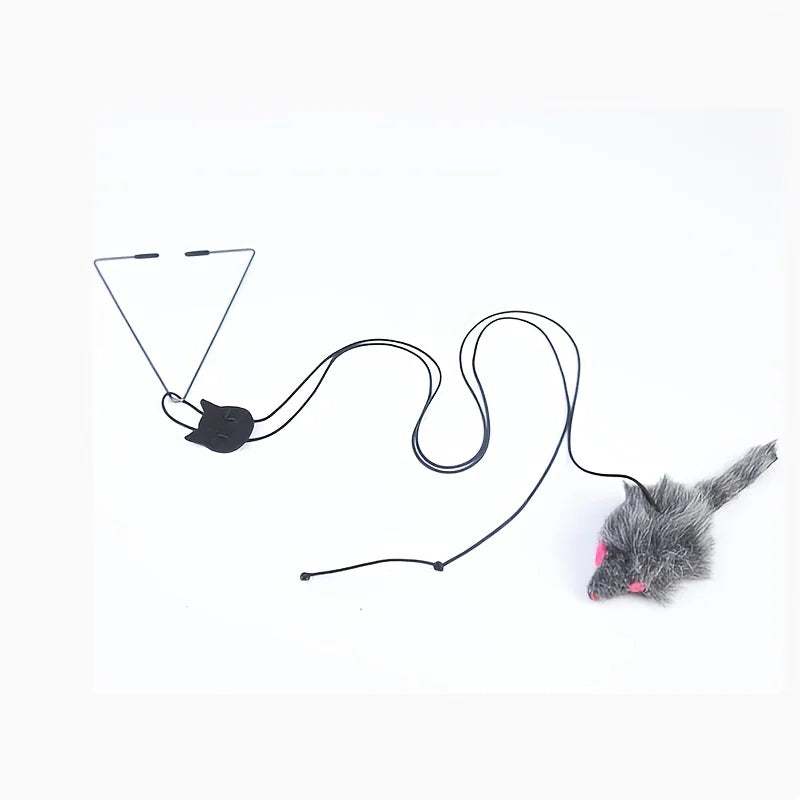 Interactive Door Hanging Cat Toy with Black Mouse Teaser - Entertain and Exercise Your Cat Toy for Indoor Cats Play Supplies