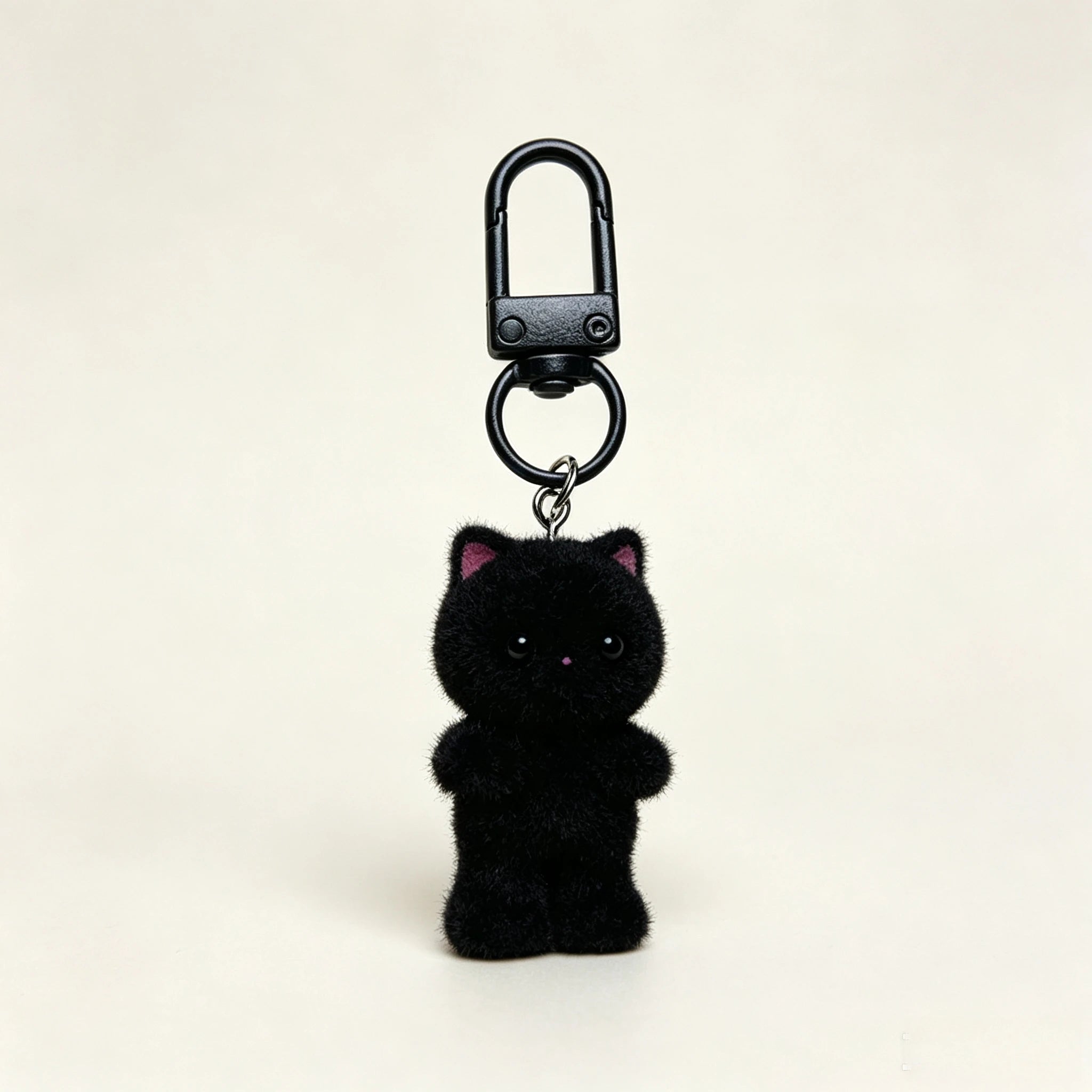 Cute Angel Wing Flocking Cat Charm Keychain for Women Cute Mini Kitten Bag Pendant Sweet Girl Phone Lanyard Keychain Accessories