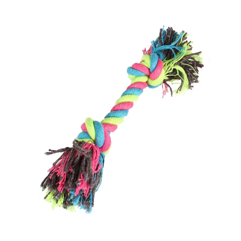 Random Color Pet Dog Toy Bite Rope Double Knot Cotton Rope Funny Cat Toy Bite Resistant and Sharp Teeth Pet Supplies Puppy Toys