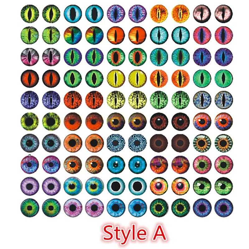 100pcs 50 pairs Dragon Eyes Cat Eye Toys Hot Sale 6mm 8mm 10mm 12mm Handmade Photo Glass Cabochons DIY Making Accessories
