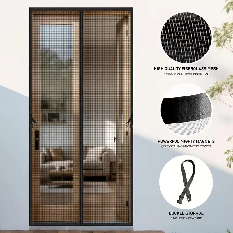 Magnetic Mosquito Screen Door, Thickened Diamond Screen Door Curtain Tear Resistant, Pet Friendly, Ventilated and Breathable