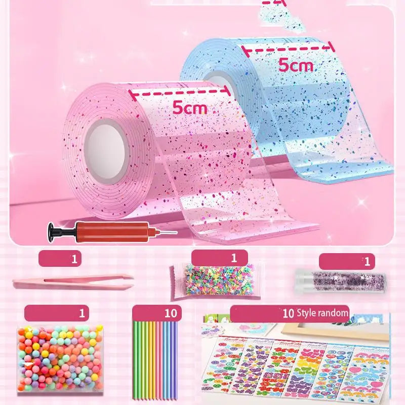 PET Nano Glue Knead Music Double Sided Tape Blow Bubbles Full Set Of Nano Tape Bubble Blowing Decompression Toy Stickers