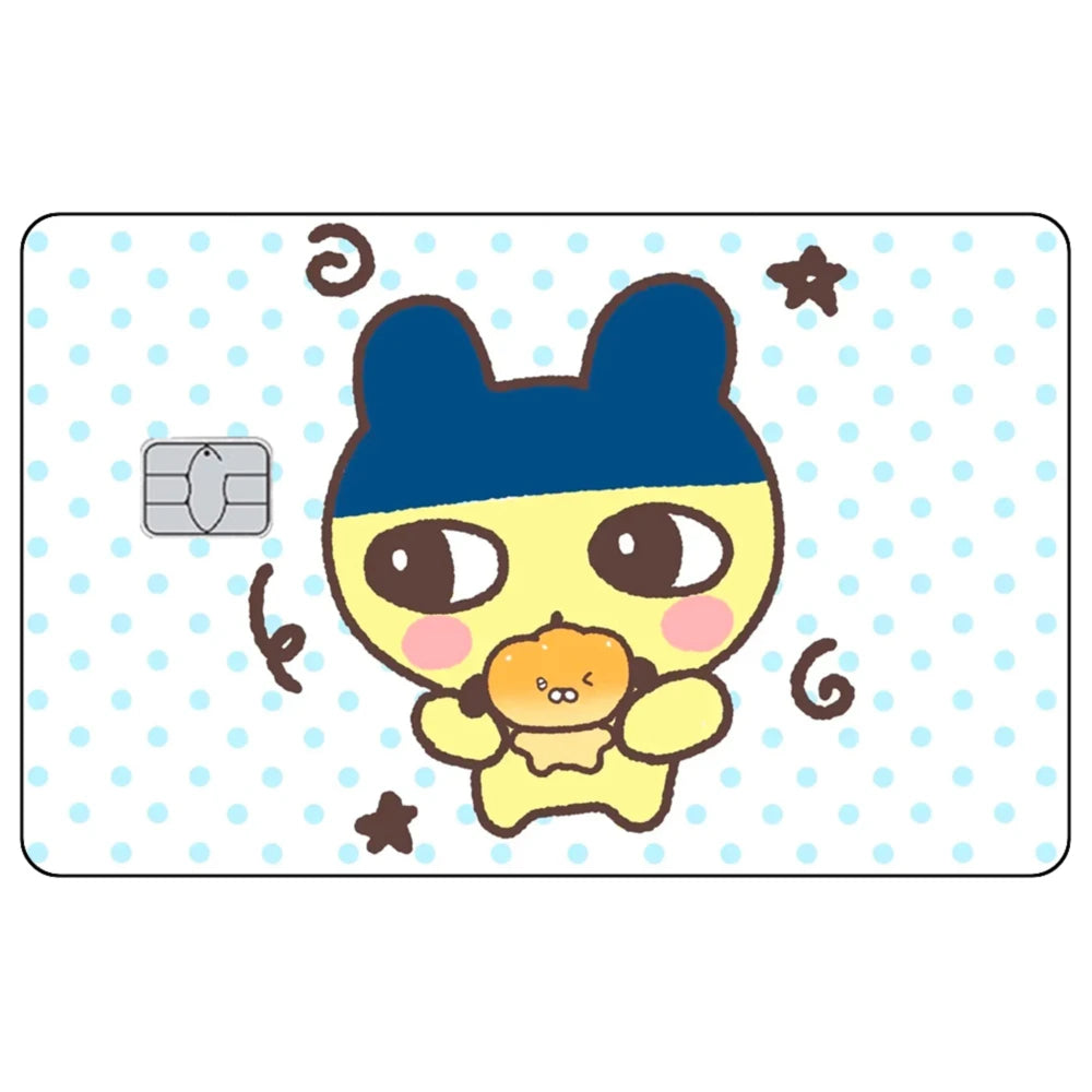 Cute Cartoon Mametchi Credit Card Skin Sticker Electronic Pet Matte Stickers for VISA Cards and Other IC Magnetic Cards Decal
