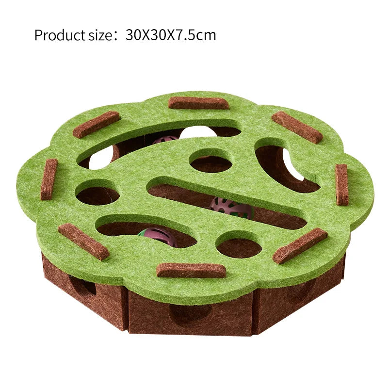 Interactive Cat Puzzle Toy Felt Toy Box with Maze Tunnel Bell Ball Indoor Entertainment Cat Toy