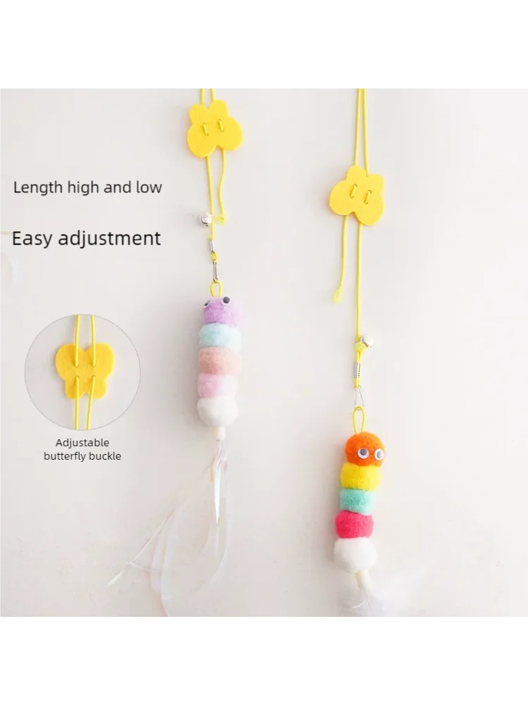 Pet Cat Toys Funny Stick Kitten Self -hi Elastic Rope Dragonfly Shape Feather Bell Teasing Stick Hanging Swing Thousands