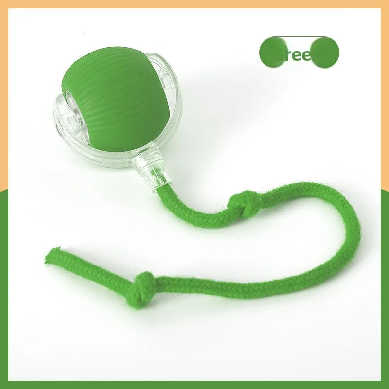 Smart Obstacle Avoidance Cat Ball Toy Adjustable Speed Electric Self Rolling Interactive Ball With Long Elastic Rope For Play