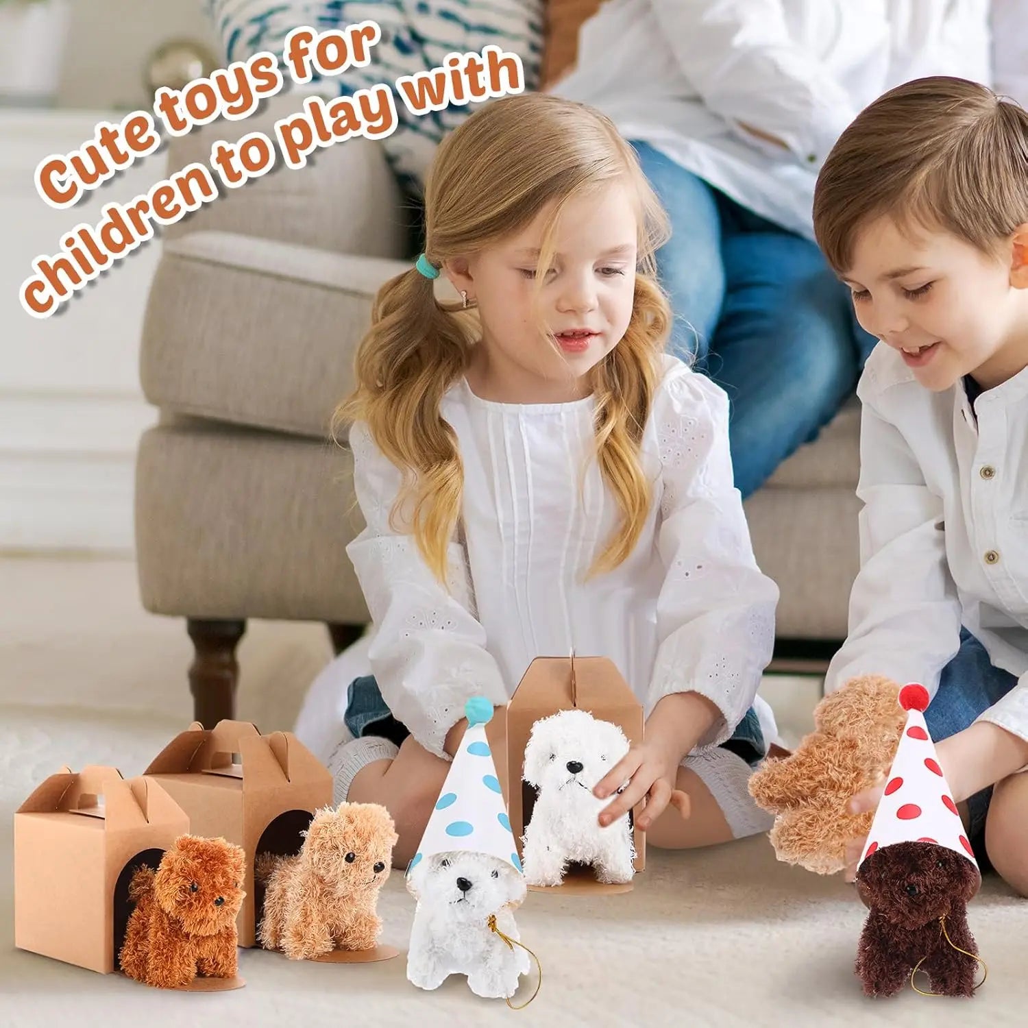 12-80Set Mini Plush Puppy Stuffed Dogs Adopt A Pet Dog Party Favors Goodie Bags, Animals Bulk Gift Toys