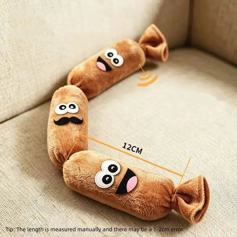 Sausage Shape Plush Dog Squeaky Toy Cute Emoji BB Squeaker Pet Chew Toy For Puppy Dogs Boredom Relief Interactive Teething Play