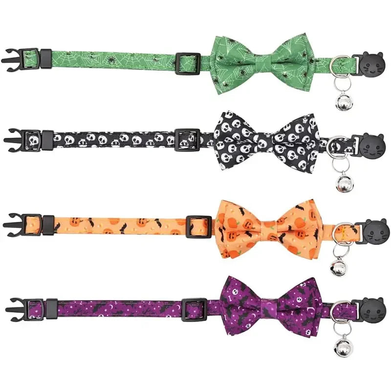 Pet Breakaway Cat Collar Halloween Adjustable Tie Bow Cute Puppy Kitten Collars Rabbit Accessories Products