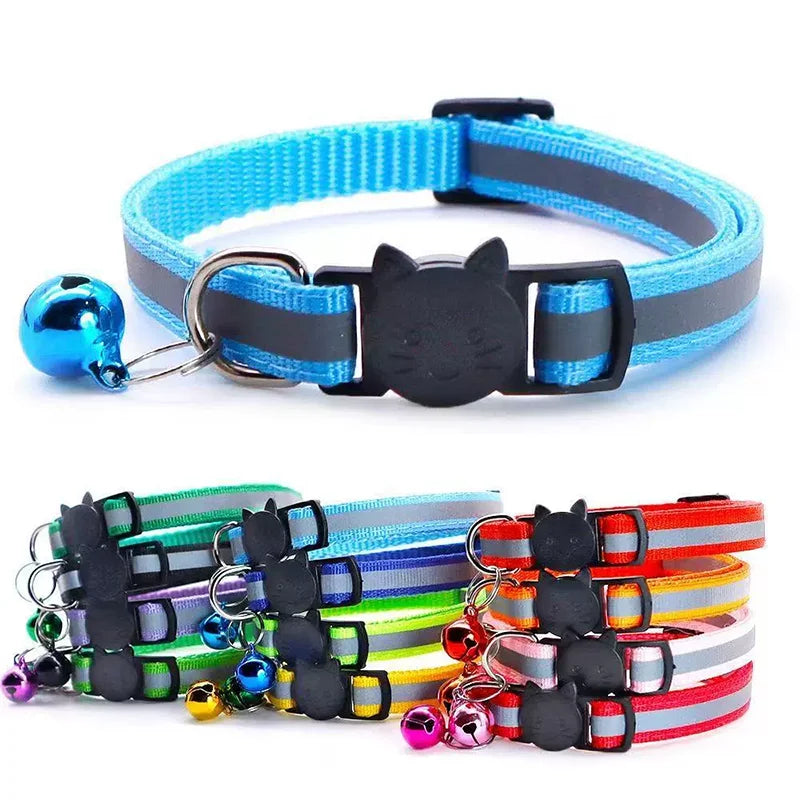 Cat Collar Colors Reflective Breakaway Neck Ring Necklace Bell Pet Products Safety Elastic Adjustable with Soft Material