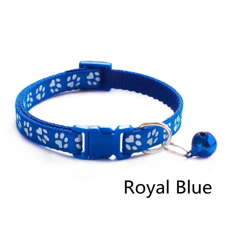 1/6/18pcs Pet Collar With Bell Footprints Colorful Dog, Dog, Cat Accessories Cat Collar Adjustable Bell Ring Necklace Pet