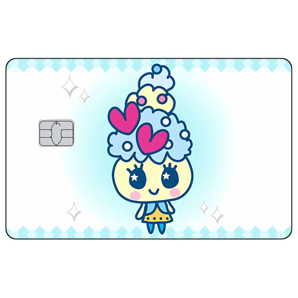 Cute Cartoon Mametchi Credit Card Skin Sticker Electronic Pet Matte Stickers for VISA Cards and Other IC Magnetic Cards Decal