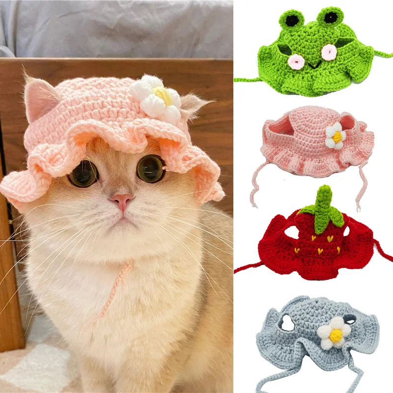 Cat Hat Elastic Cute Refined Pet Hat Puppy Kittens Knitted Hat Party Photo Shoot Props Decoration Cat Accessories