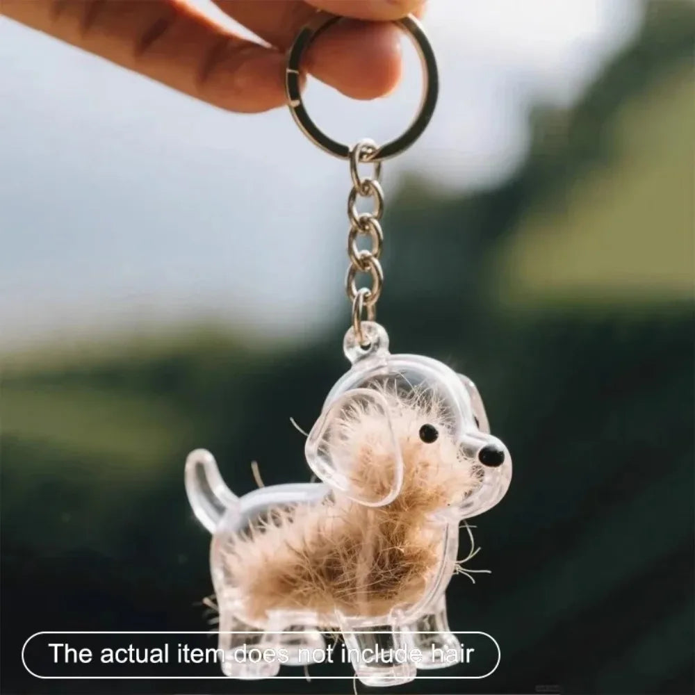 Dog Hair Storage Pendant Cute Keychain Bag Pendant Couple Car Key Chains Jewelry Souvenir Collection Gift Decoration Accessories