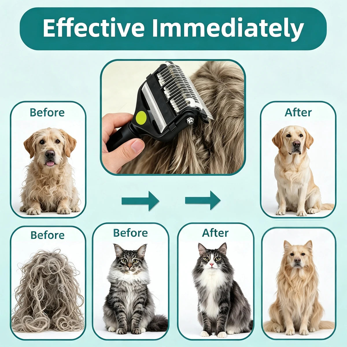 3-in-1 Pet Grooming Brush Hairy Dog Combing the Hair Remover Removal Comb Long-haired Short Supplies Canine Hairdressing Brushes