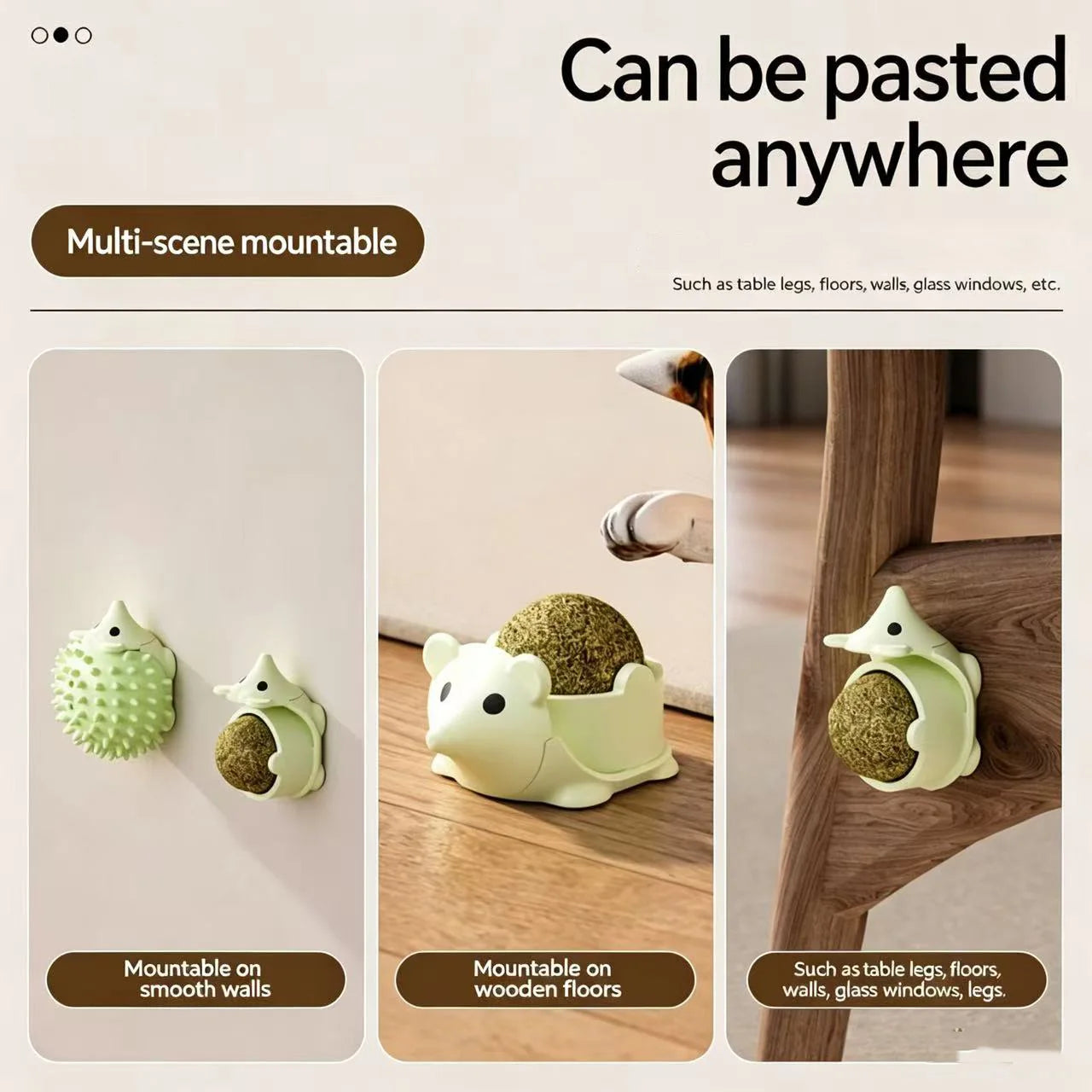 Cat Toy Catnip Cat Wall Stick-on Ball Toy Scratchers Treats Healthy Natural Removes Balls to Promote Digestion Cat Grass Snack