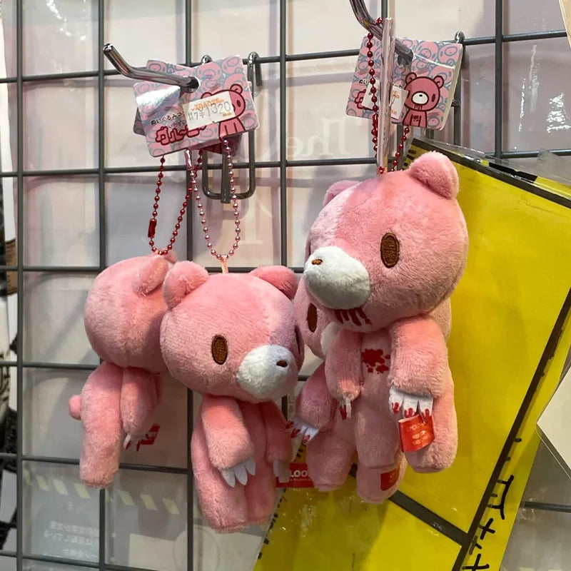 12cm Pink Bear Plush Pendant Toy Bloodthirsty Pink Bear Gift Doll Pet Companion Toy Accessories Christmas Birthday Girl Gift