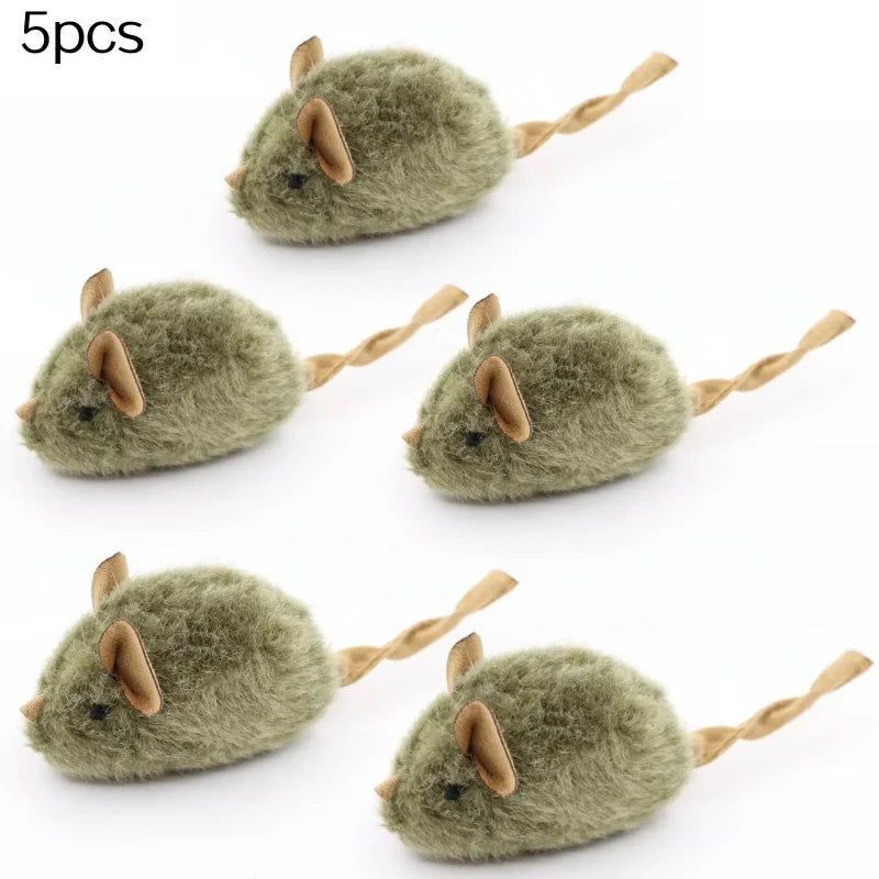 2Pcs Type Of Cat-teasing Plush Simulation Mouse Toy Long Plush Bird Chirping Mouse Scratch-resistant And Biting Interactive Toy