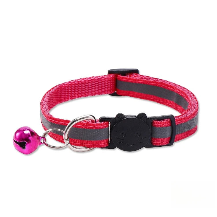 Colors Reflective Breakaway Cat Collar Neck Ring Pet Products Safety Adjustable with Bell Charm Necklace Collar for Puppy