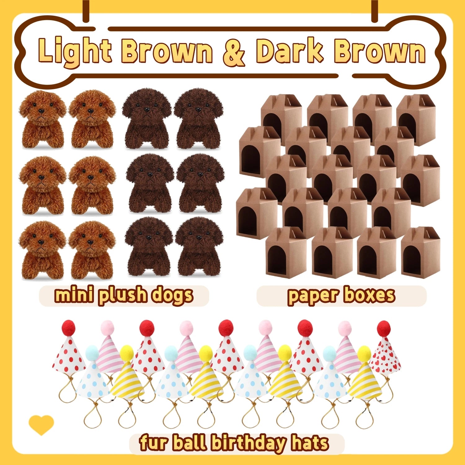 6-20Set Mini Plush Puppy Stuffed Dogs Adopt A Pet Dog Set with Paper Boxes Animals Bulk for Birthday Animal Theme Party Favors