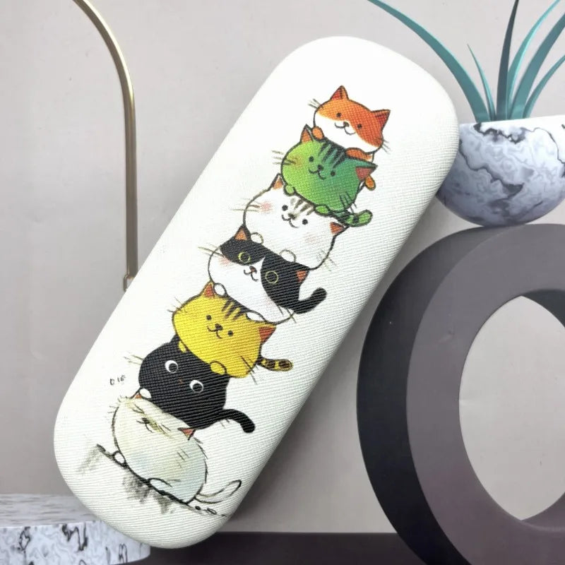 Cute Round-Headed Cat-Themed Contact Glasses Case Stylish and Convenient for Storing Prescription Sunglasses Glasses Storage Box