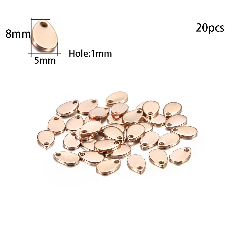10-50Pcs Gold Stainless Steel Customized Dog Tag Heart-Shaped Oval Blanks Charm Pendant Charms For DIY Jewelry Making Supplies